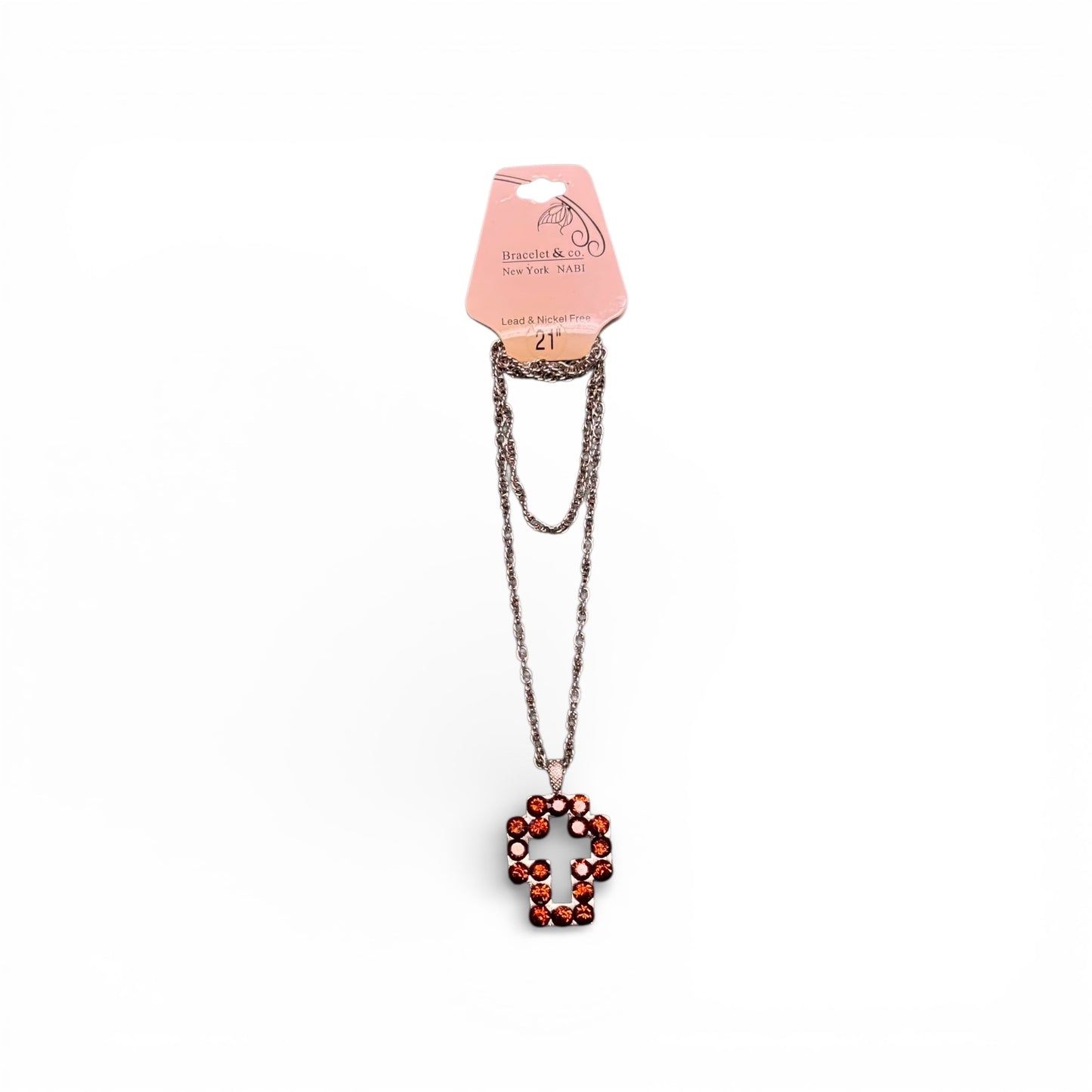 CHOCOLATE RHINESTONE CROSS NECKLACE