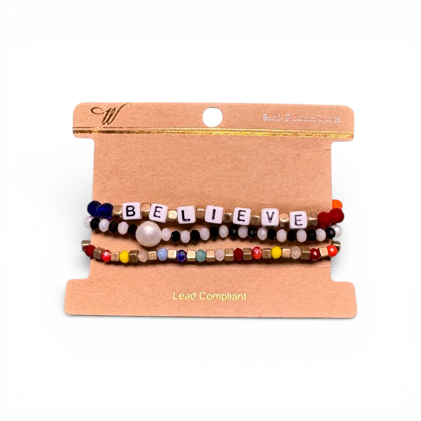 3 PIECE BRACELET STACK- BELIEVE