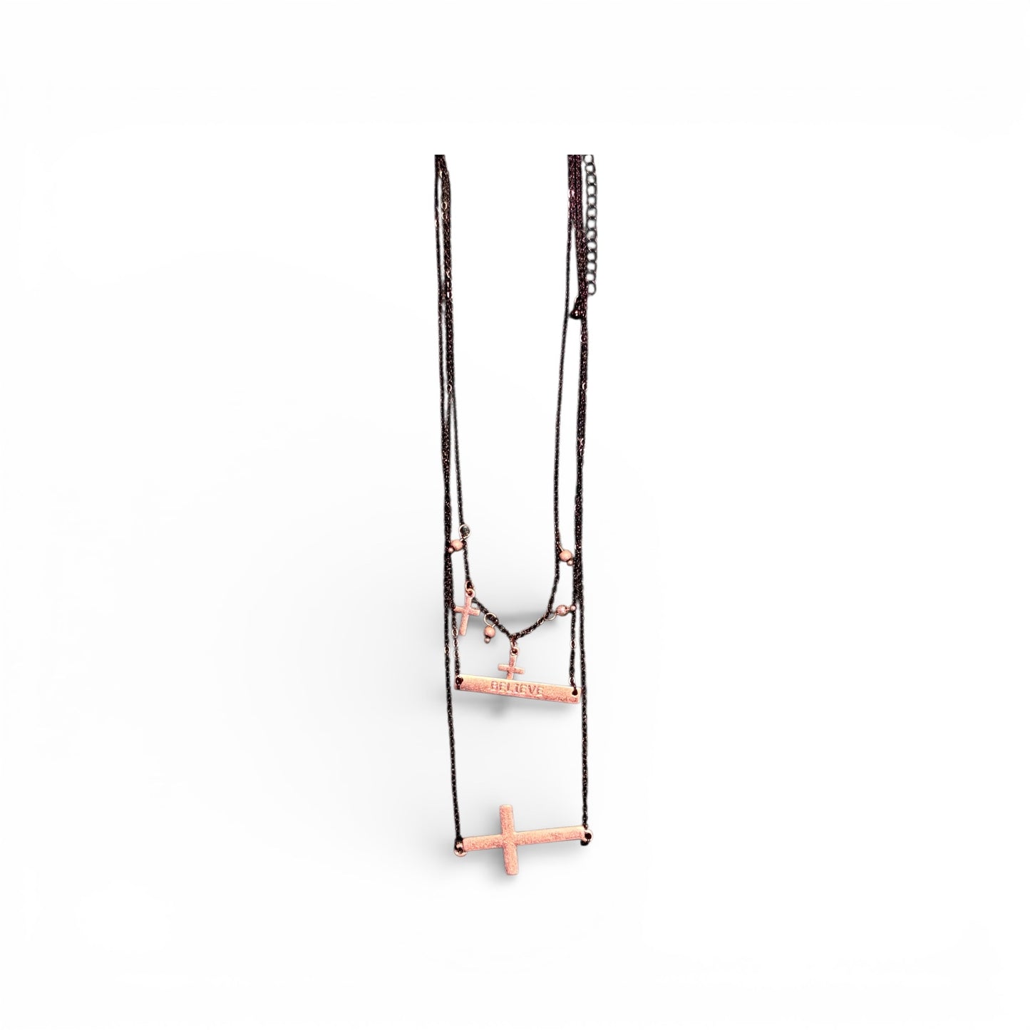 TRIPLE TIER COPPER AND ROSE GOLD NECKLACE