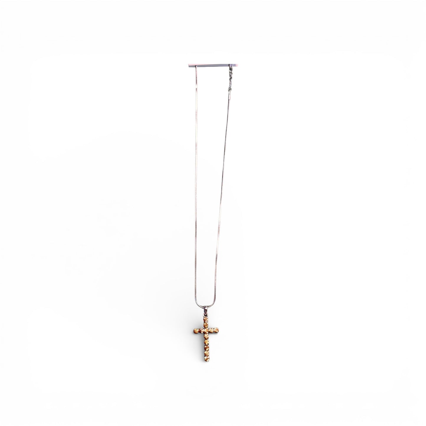 CHOCOLATE RHINESTONE CROSS NECKLACE