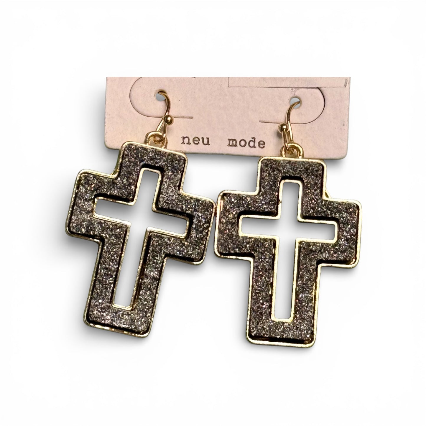GREY DRUZY CROSS DANGLES