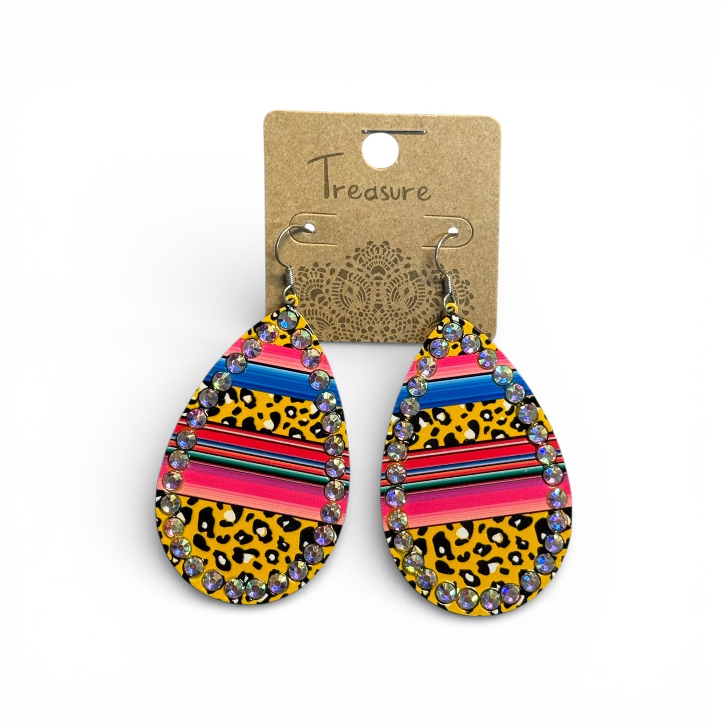 METAL TEAR DROP EARRINGS WITH AB