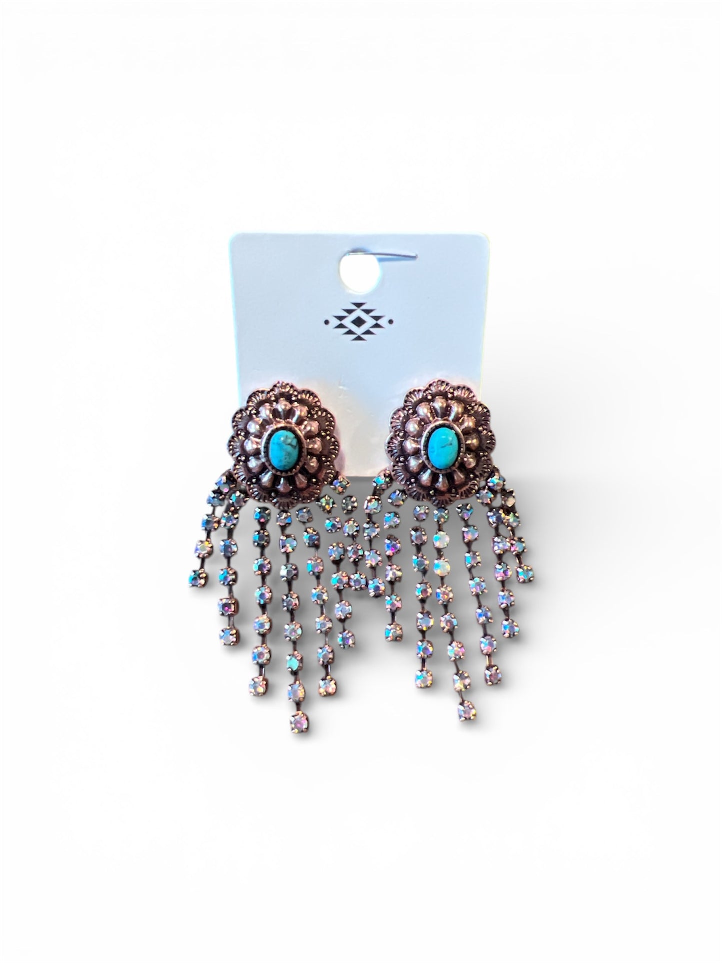 BLOSSOM RHINESTONE ROPE DANGLE EARRINGS