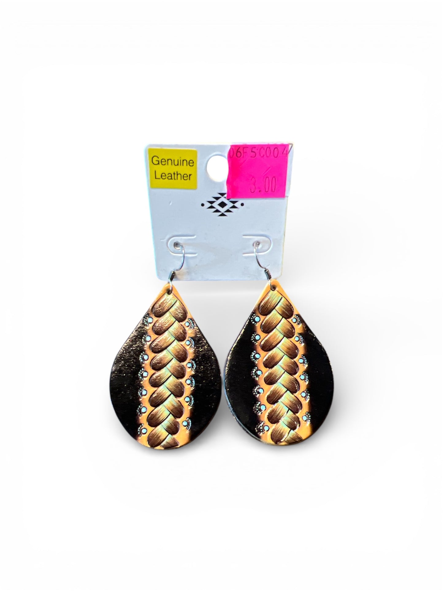 BLACK BRAIDED LEATHER EARRINGS