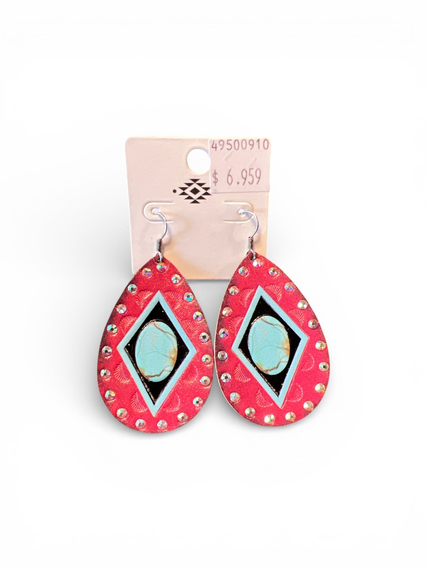 RED LEATHER EGG EARRINGS