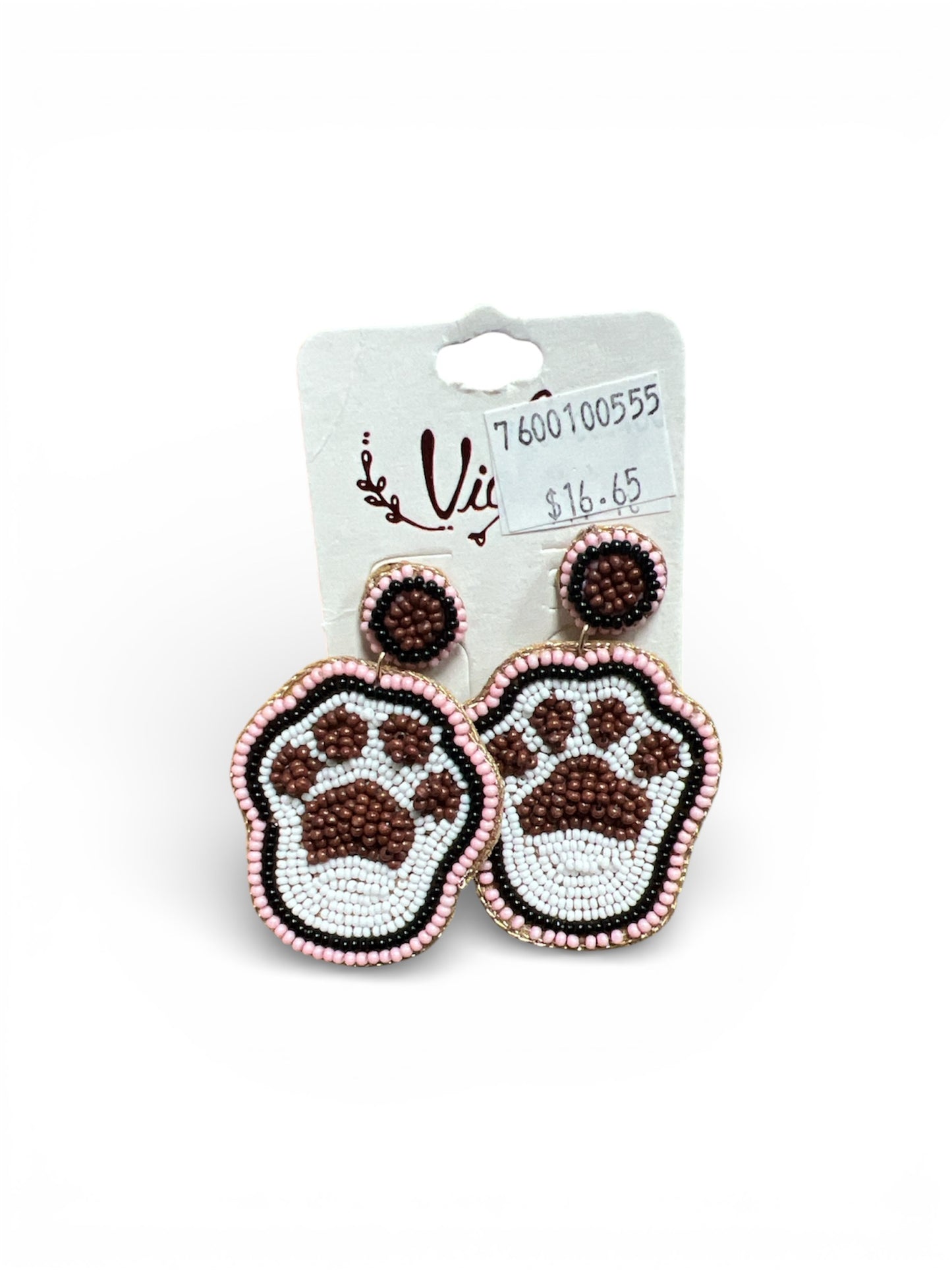 PAW PRINT SEED BEAD EARRINGS