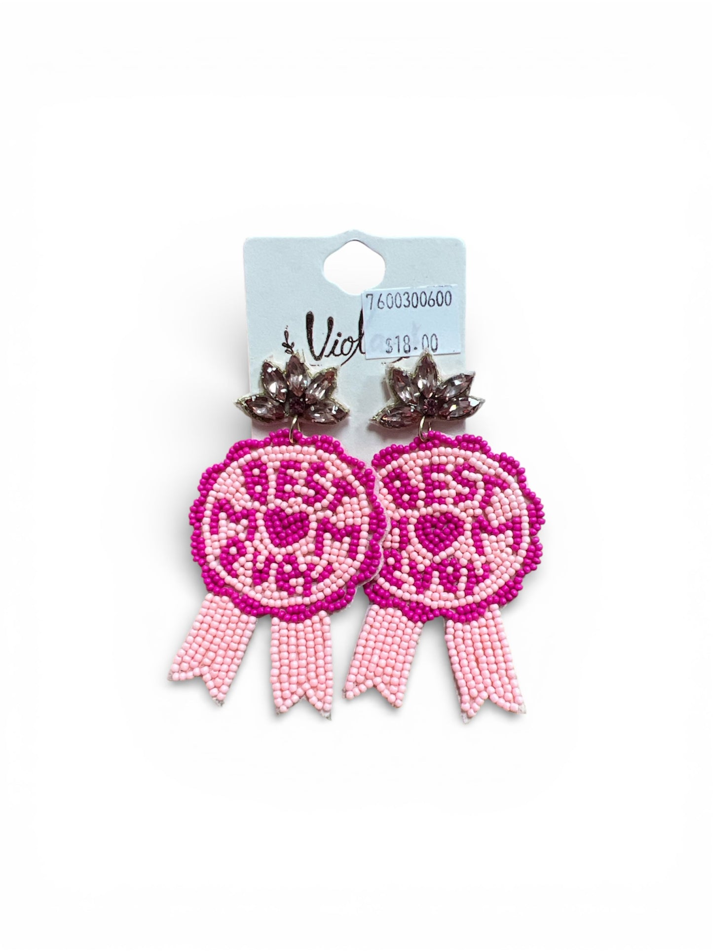 BEST MOM EVER SEED BEAD EARRINGS