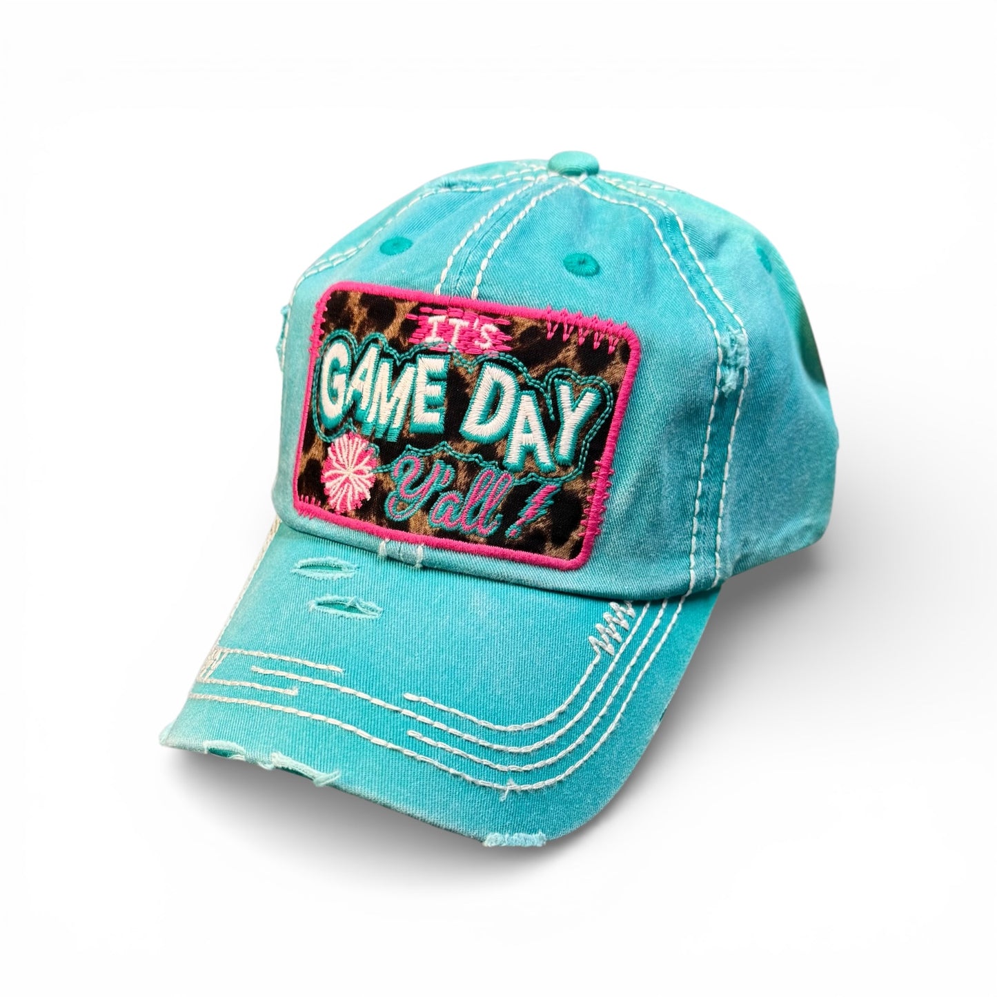 "IT'S GAME DAY YA'LL" DISTRESSED BALL CAP