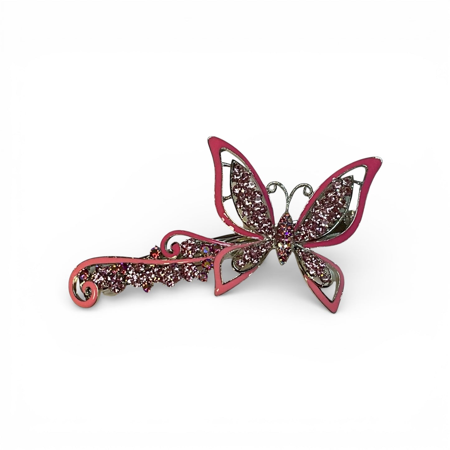 METAL BUTTERFLY BARRETT WITH RHINESTONE EMBELLISHMENTS
