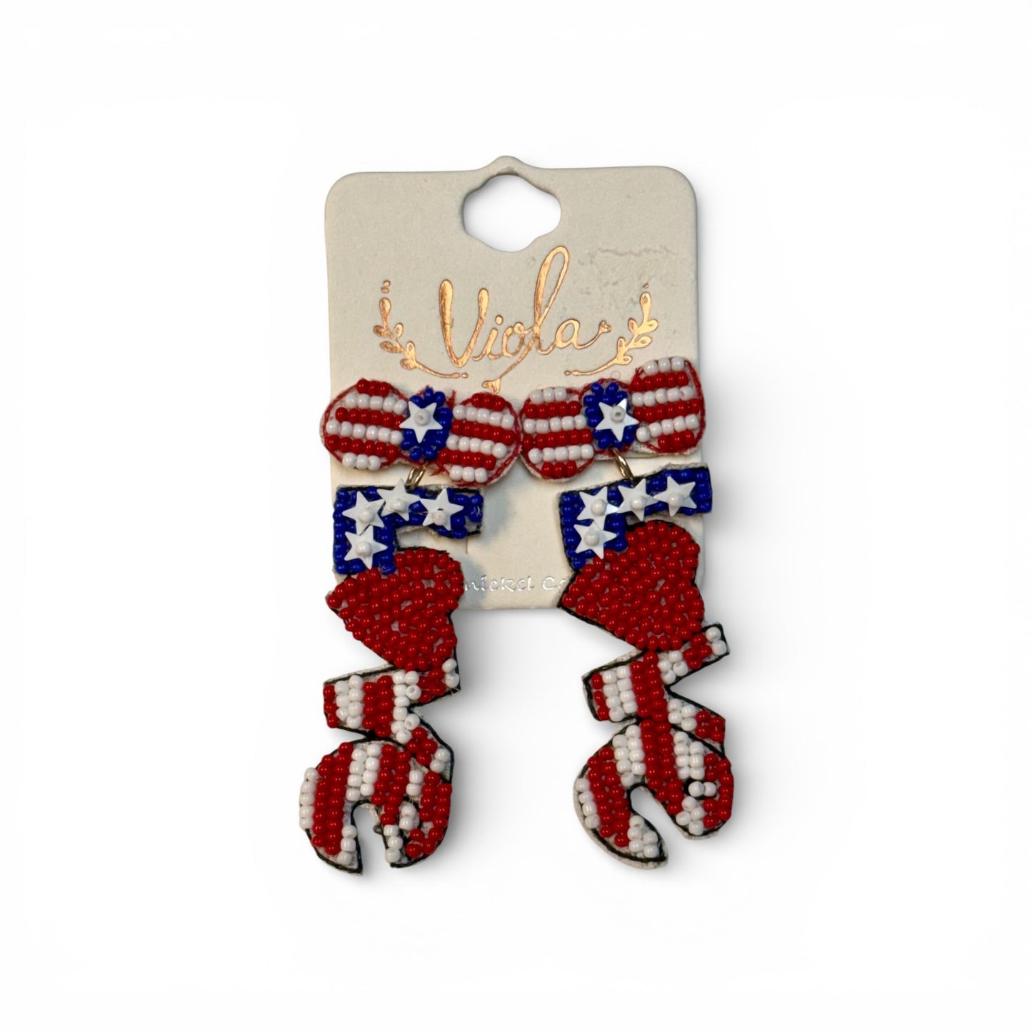 LOVE PATRIOTIC SEED BEAD EARRINGS