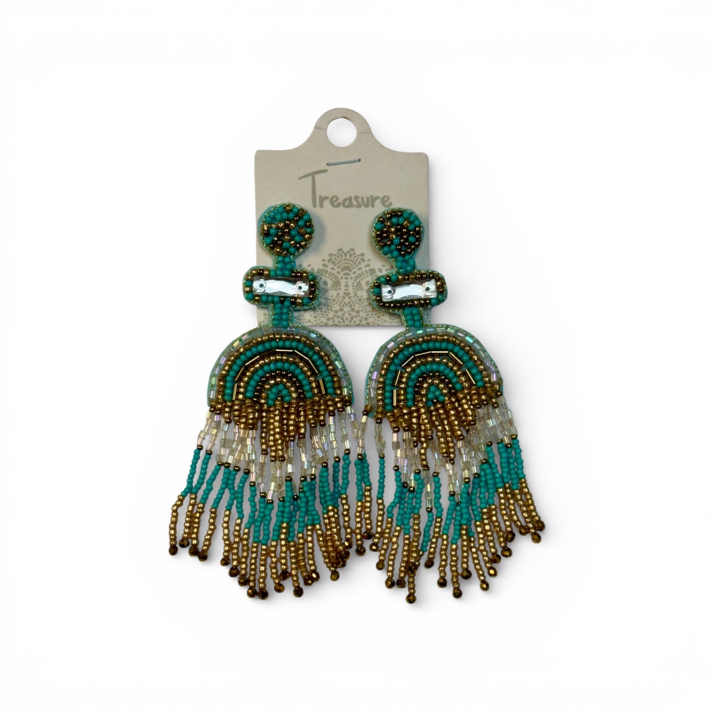RAINBOW FRINGE SEED BEAD EARRINGS