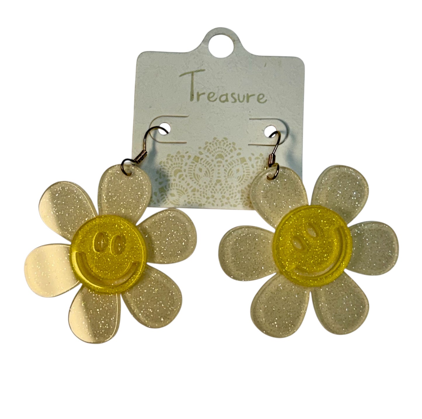 ACRYLIC SMILEY FACE FLOWER EARRINGS