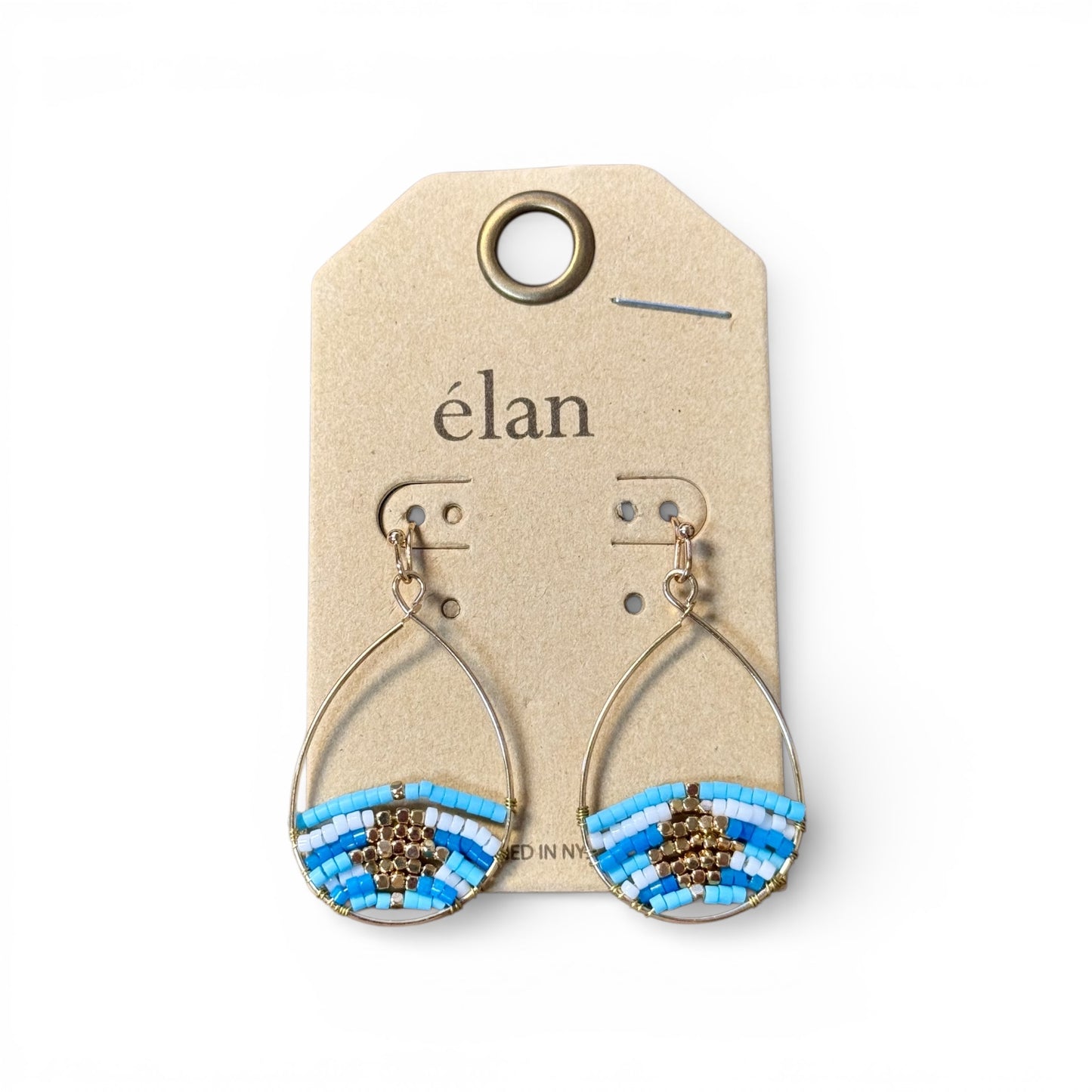 GOLD AND BEAD TEAR DROP EARRINGS