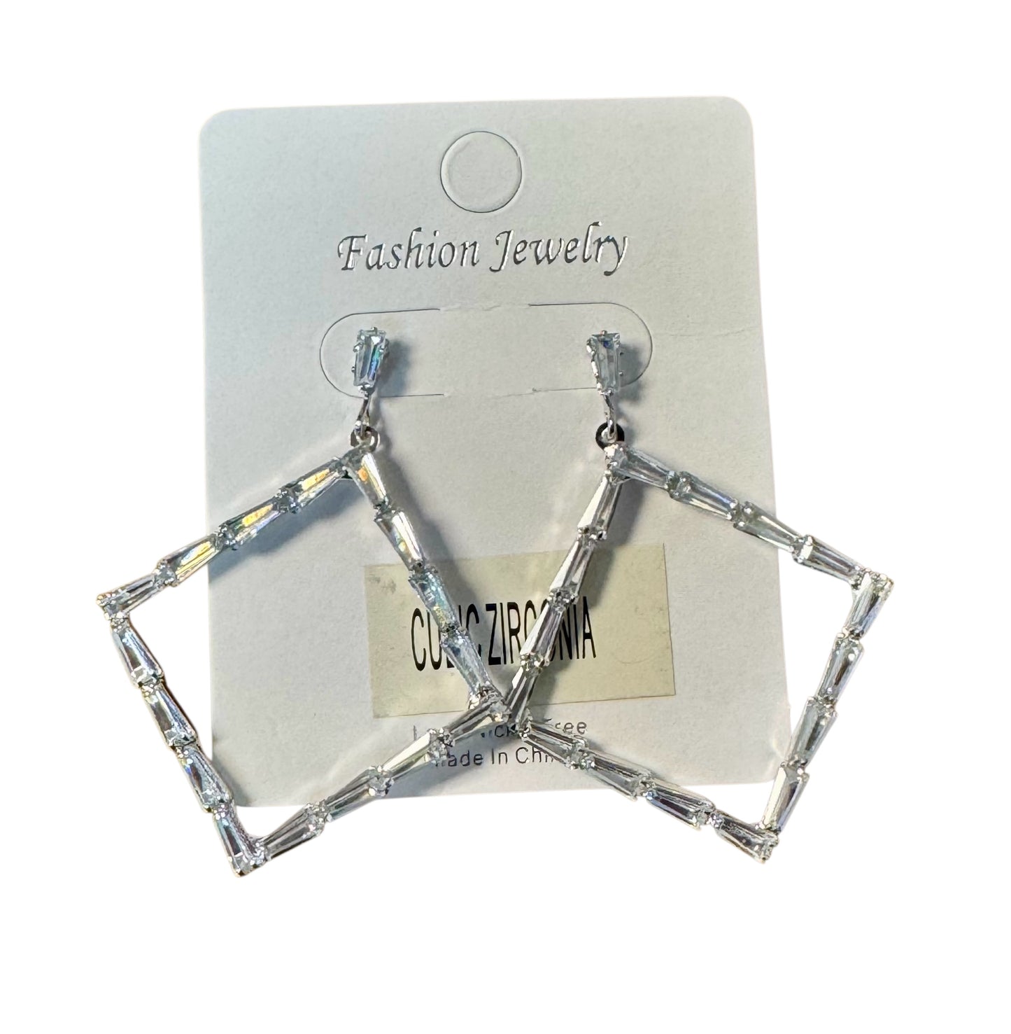 CUBIC ZIRCONIA SQUARE EARRINGS