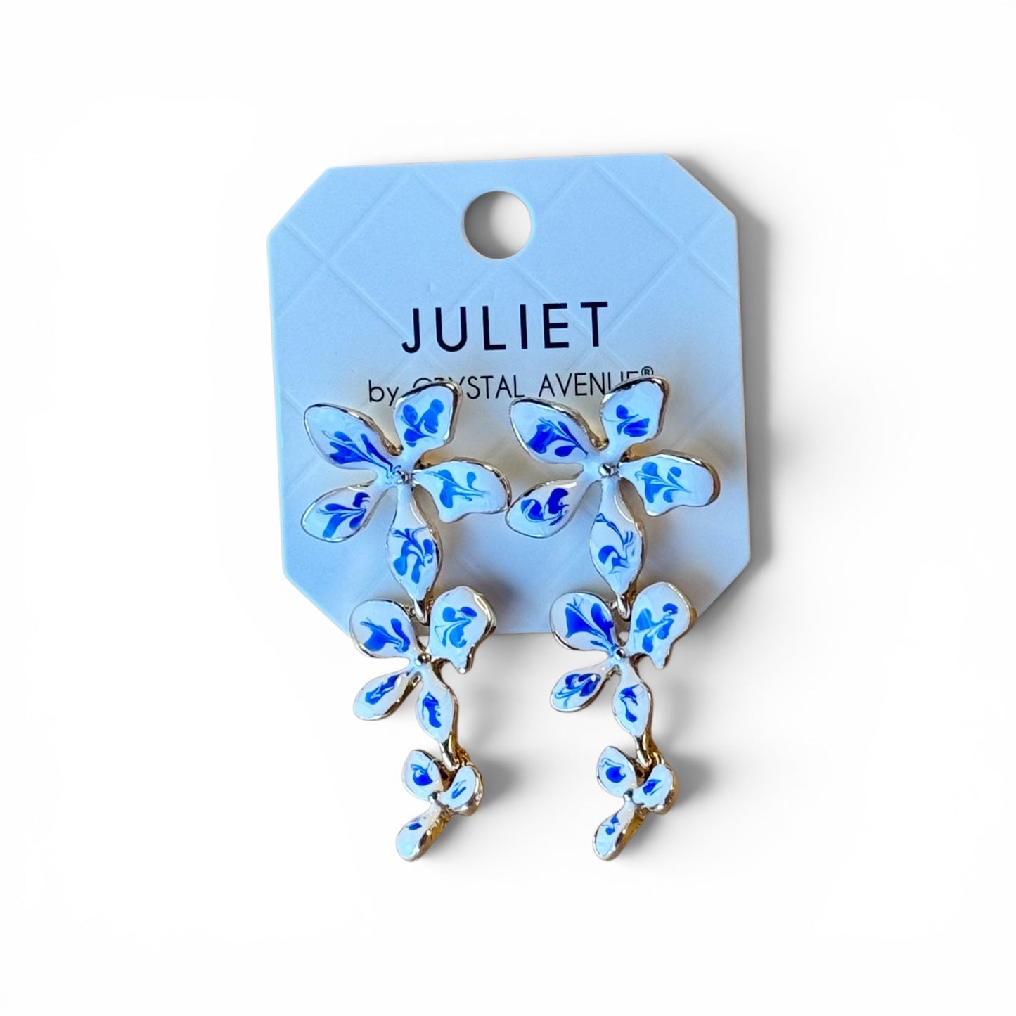 PAINT SWIRL 3 TIER FLOWER EARRINGS