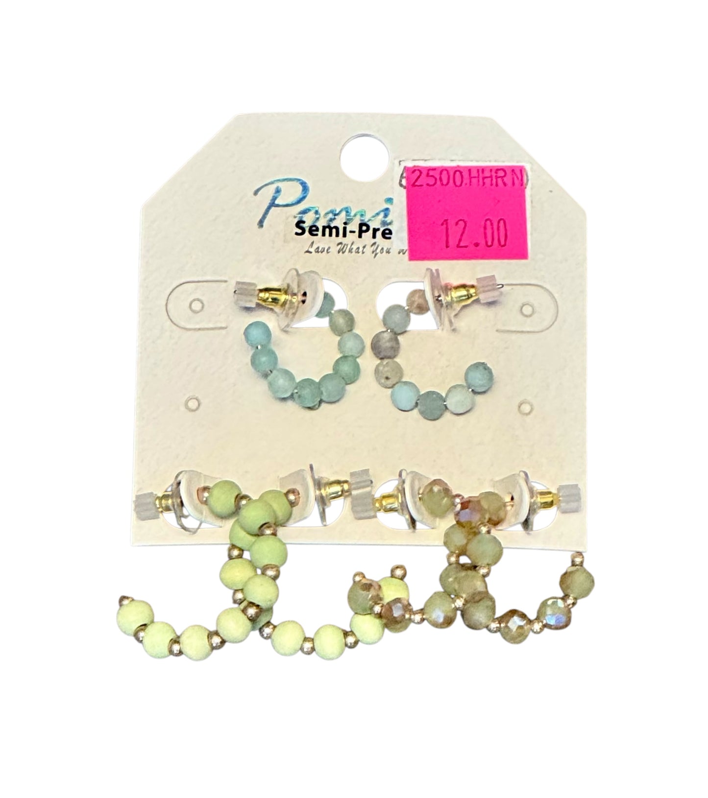3 PAIR BEADED PARTIAL HOOPS