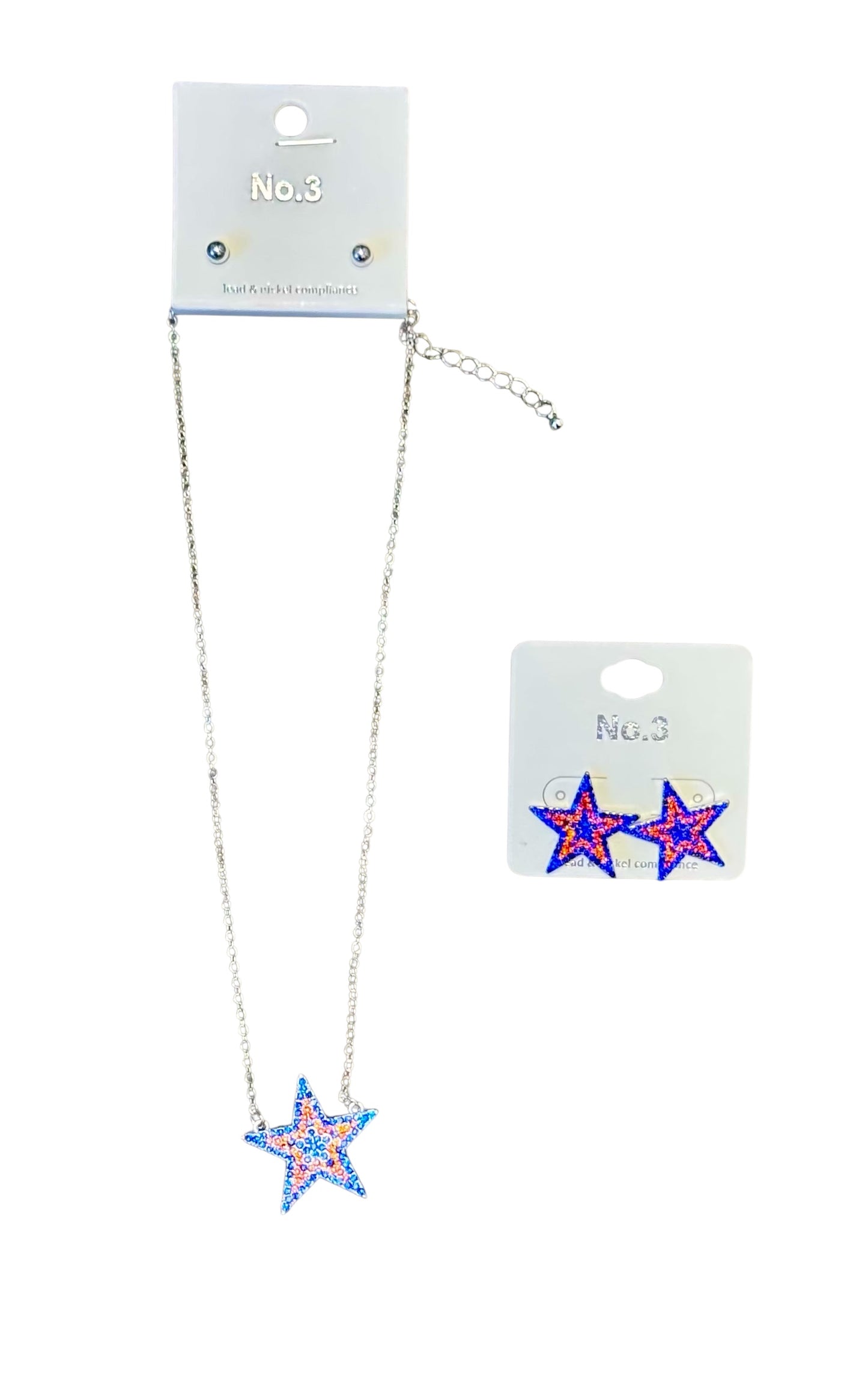 RHINESTONE STAR EARRING AND NECKLACE SET