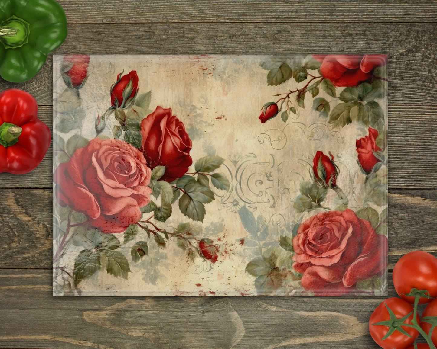 Roses Glass Cutting Board