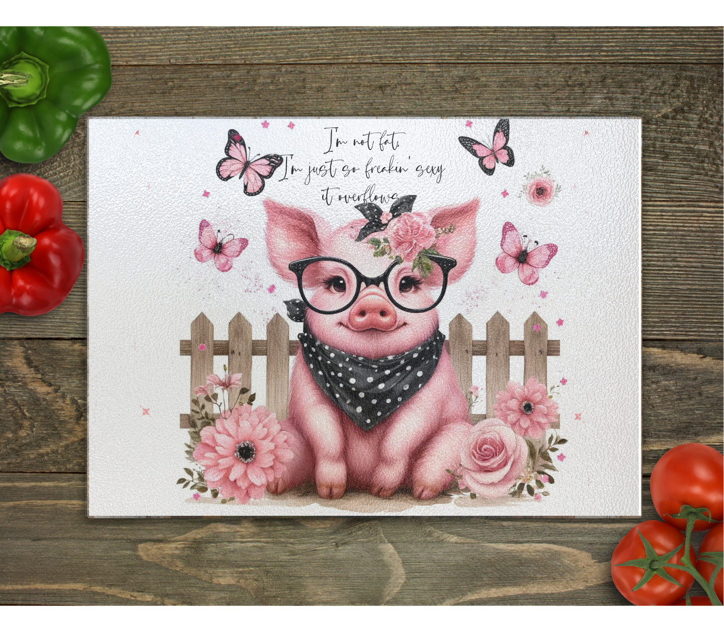 Sassy Pig Glass Cutting Board