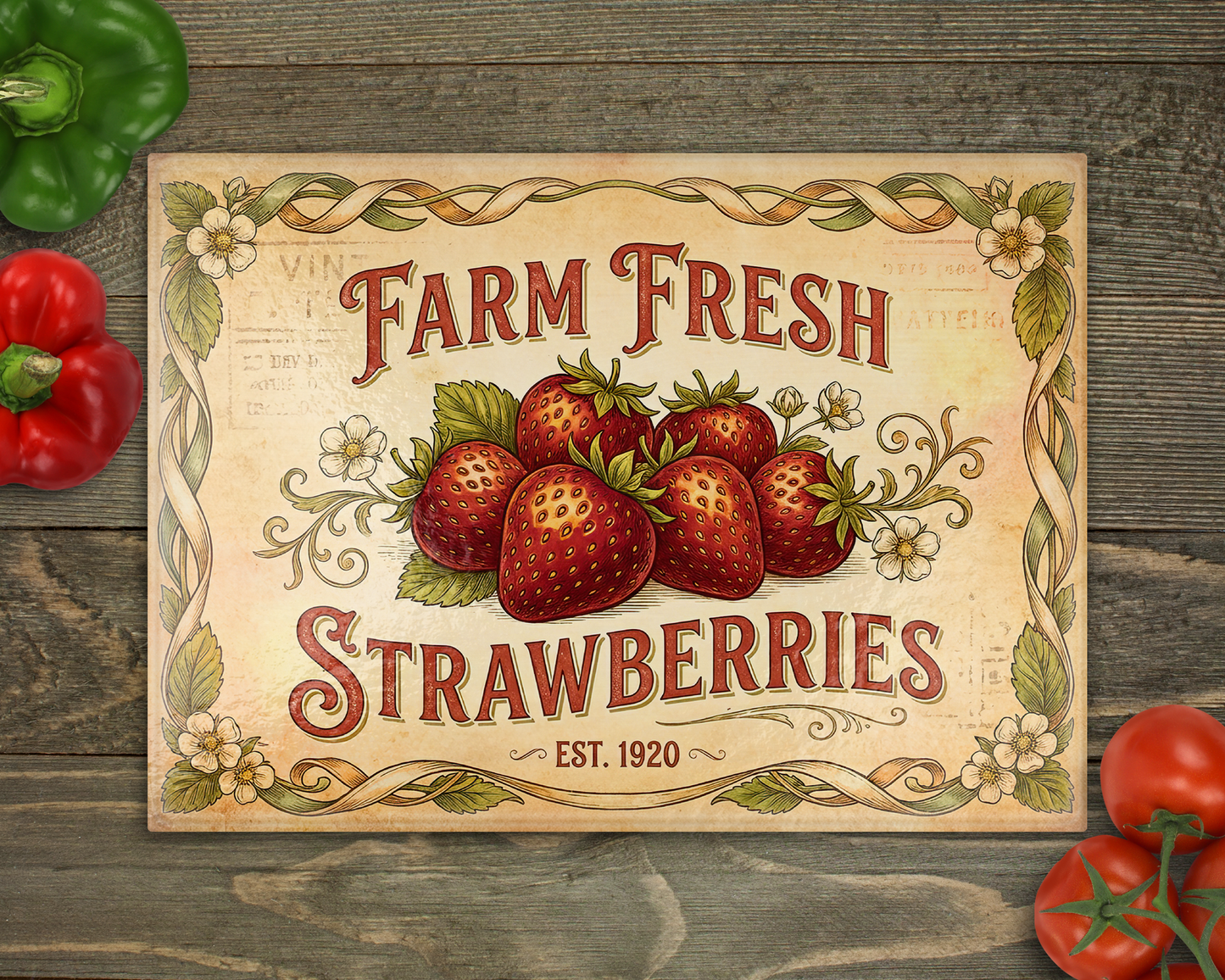 Strawberries Glass Cutting Board