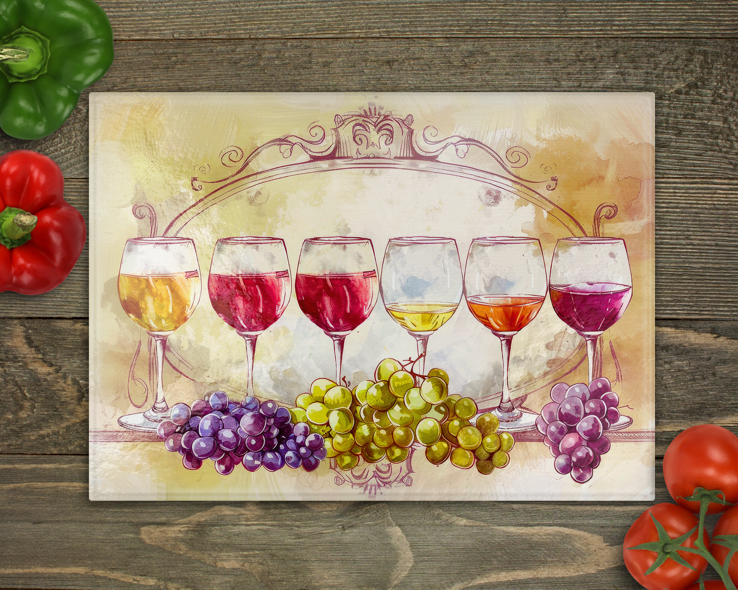 Wine Glasses Glass Cutting Board