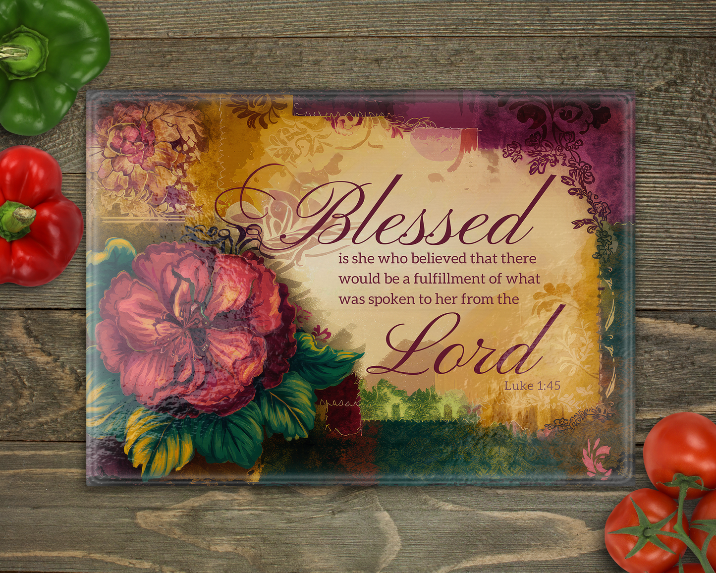 Blessed is she Glass Cutting Board