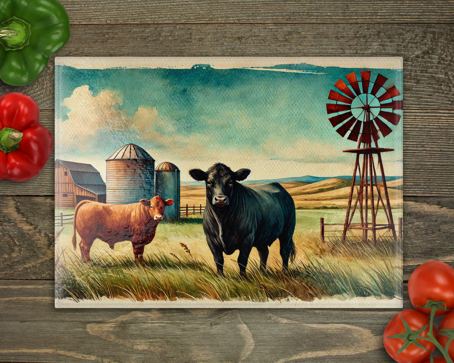 Brown Black Cow Glass Cutting Board
