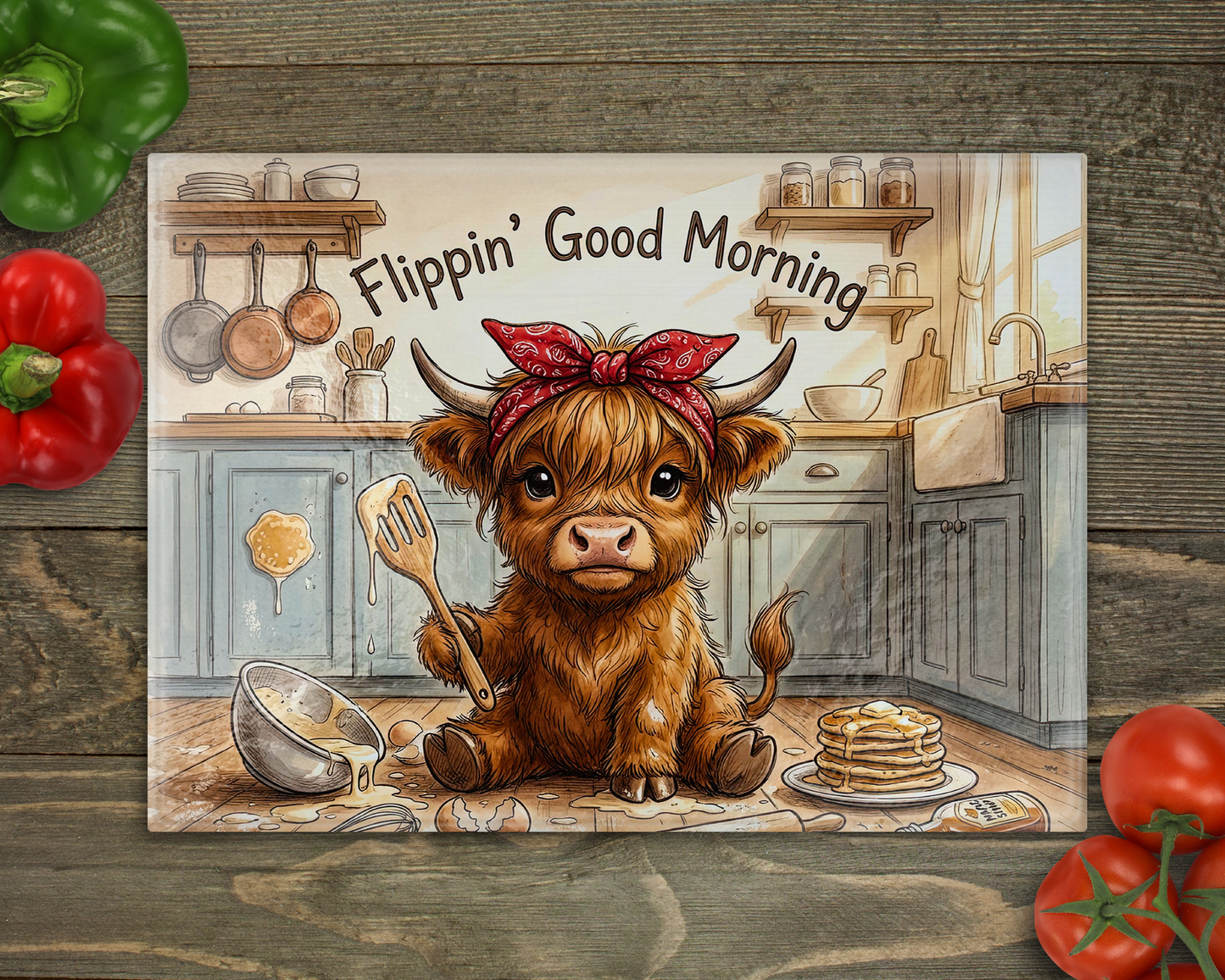 Highland Cow Flipping Good Glass Cutting Board