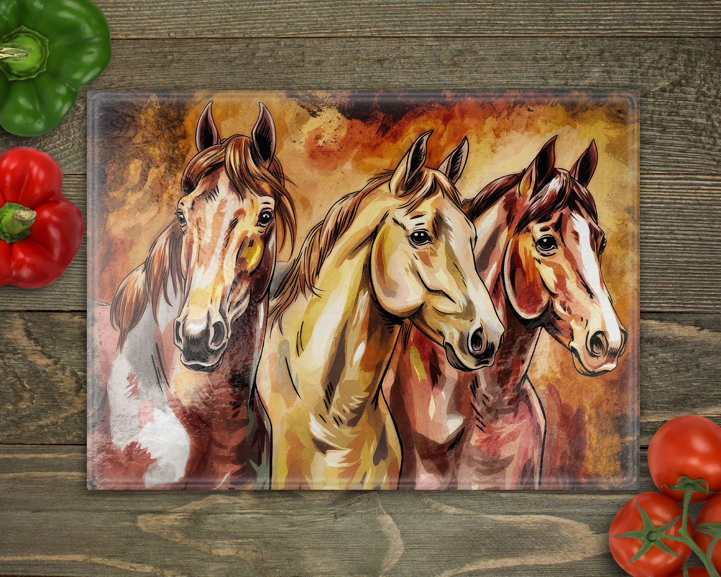 Horses Glass Cutting Board
