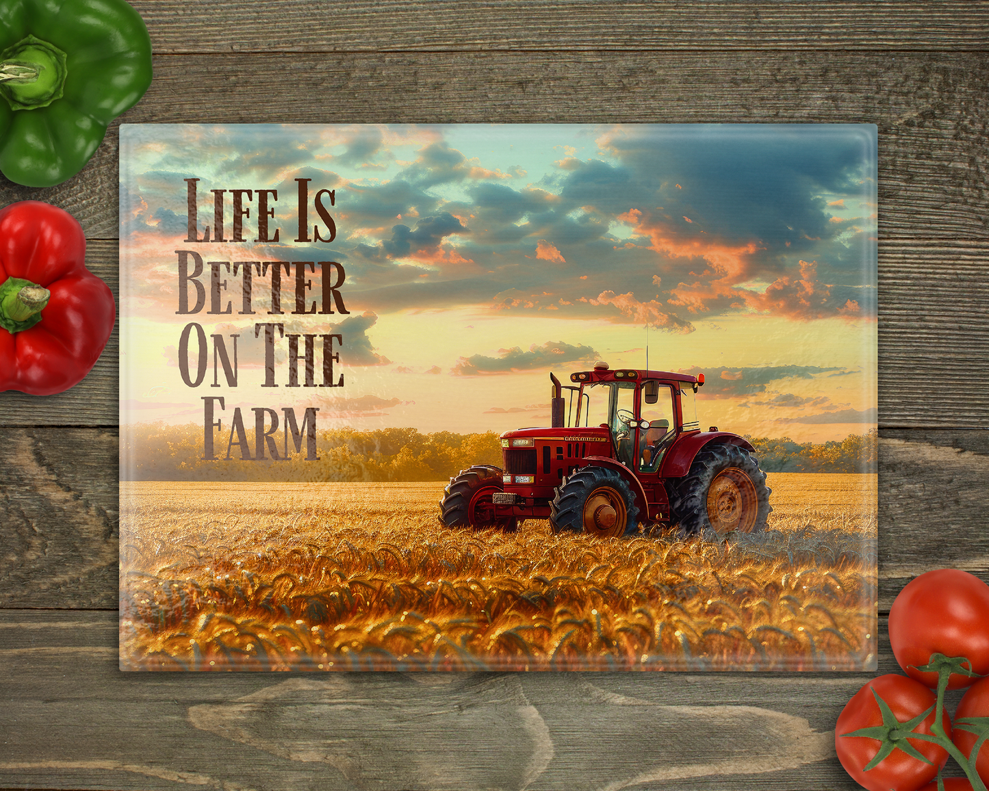 Life is better on the farm Glass Cutting Board