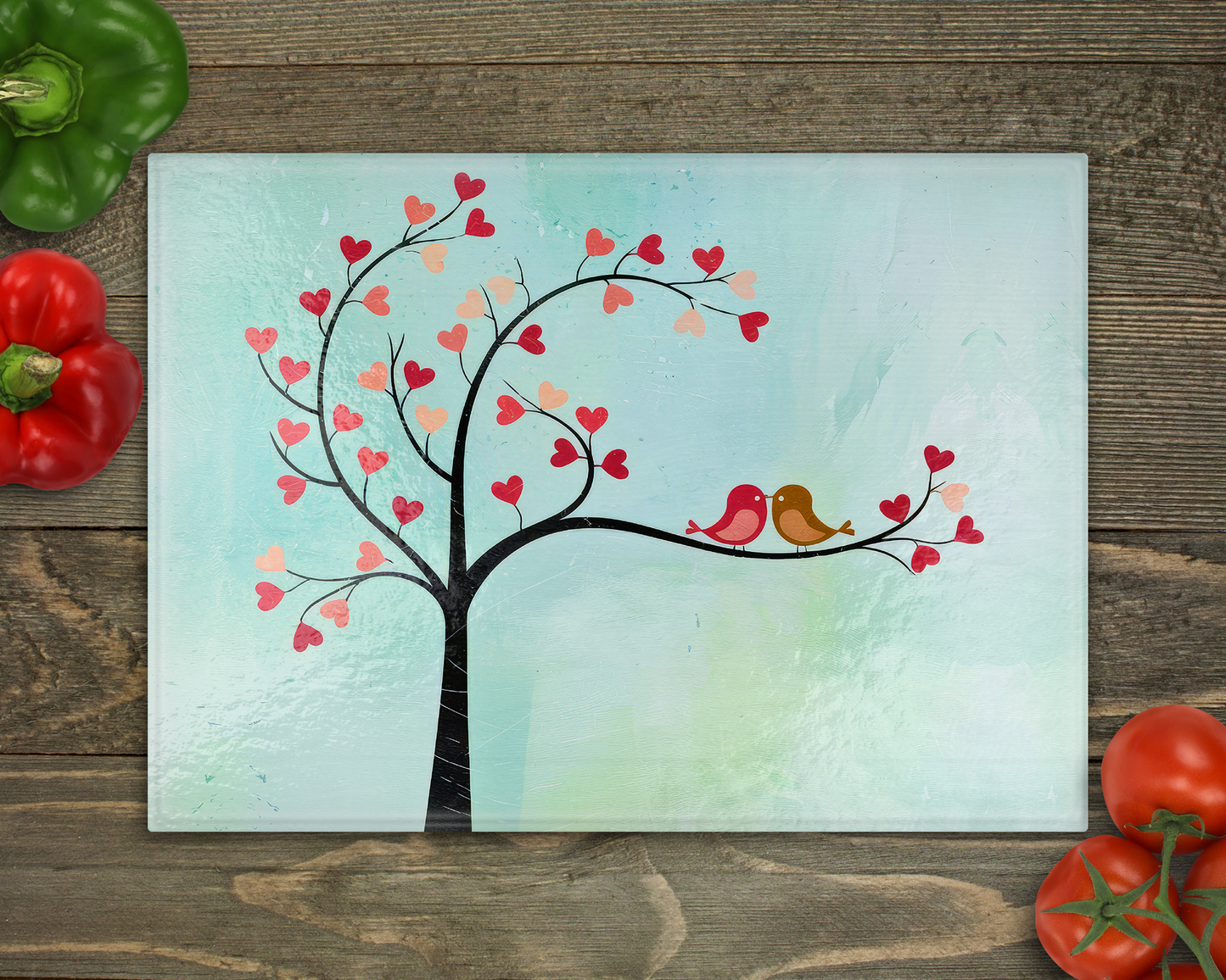 Lovebirds Glass Cutting Board