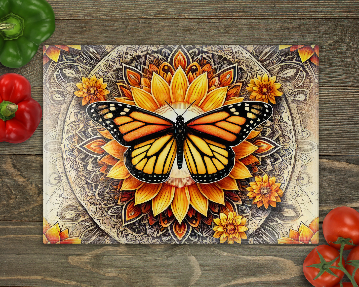 Monarch Butterfly Glass Cutting Board