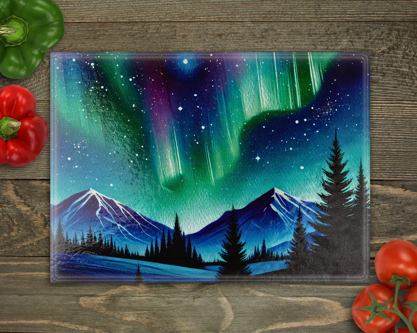 Northern Lights Glass Cutting Board
