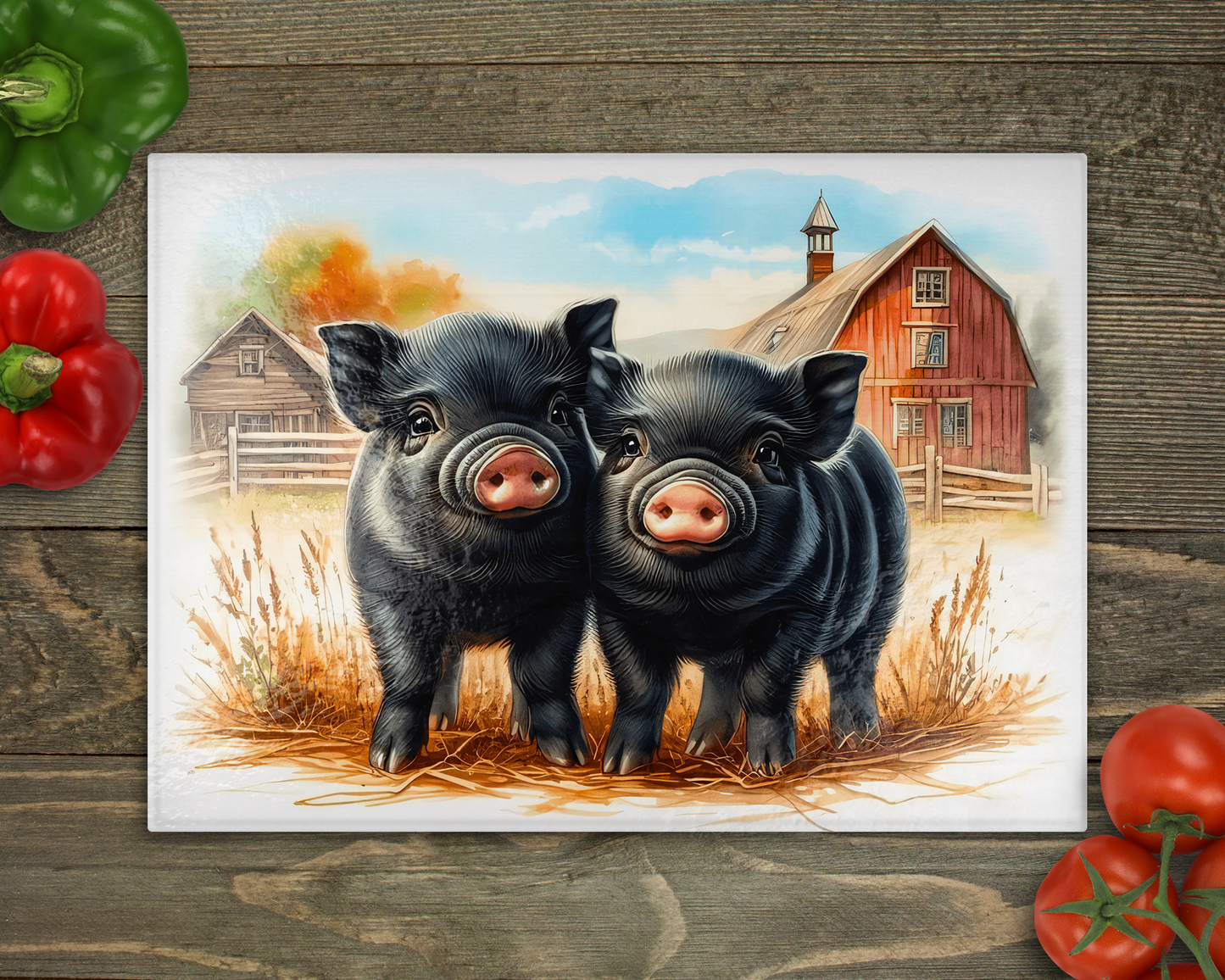 Pot Belly Pigs Glass Cutting Board