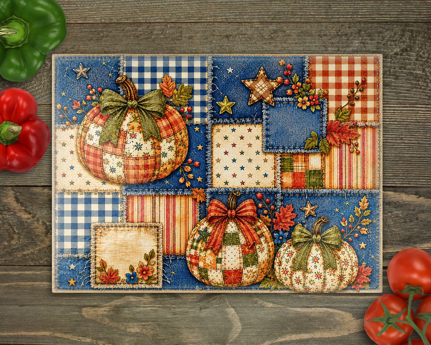 Pumpkin Quilt Glass Cutting Board