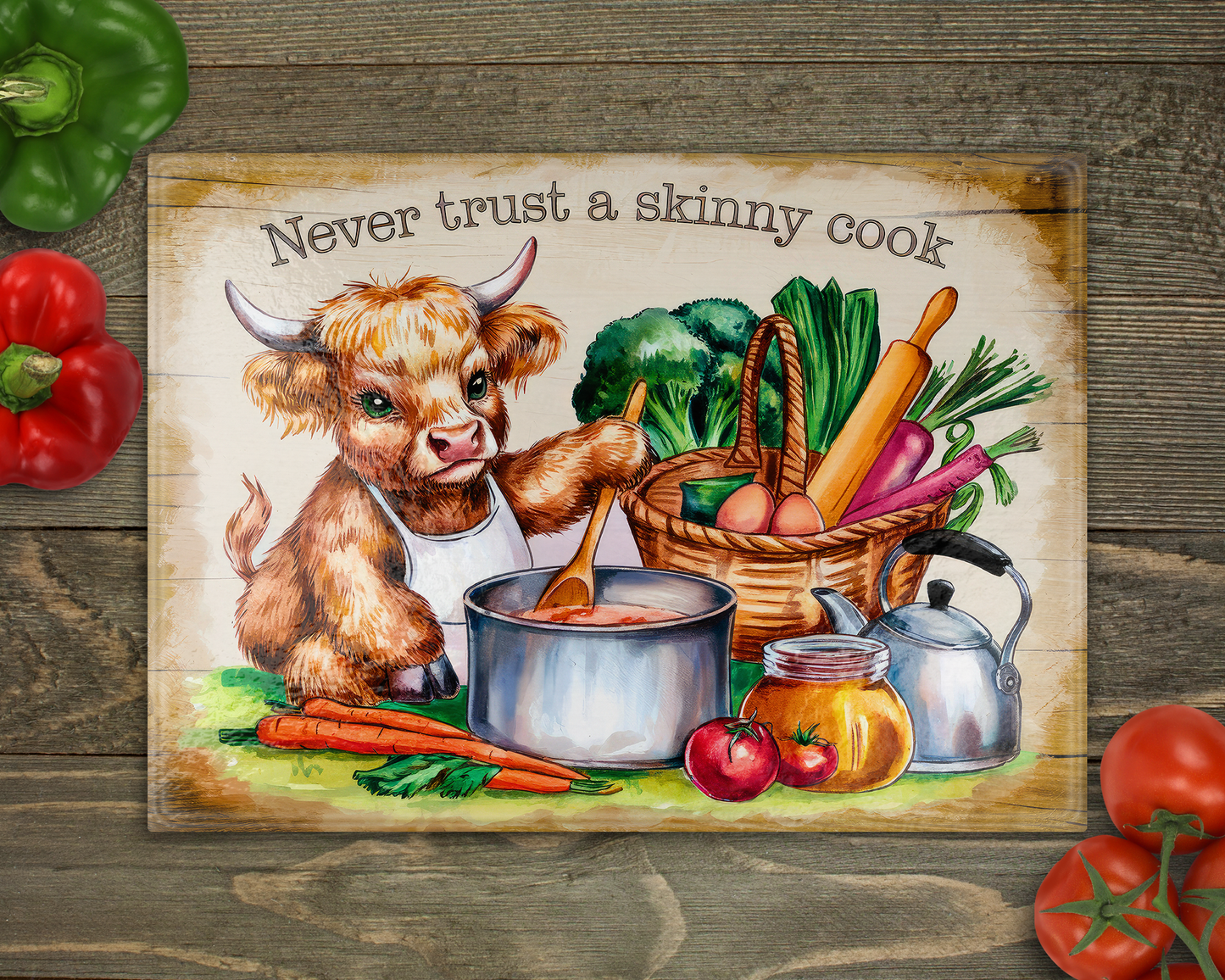 Cow Skinny Cook Glass Cutting Board