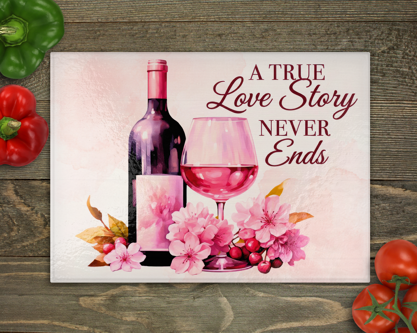Wine Love Story Glass Cutting Board
