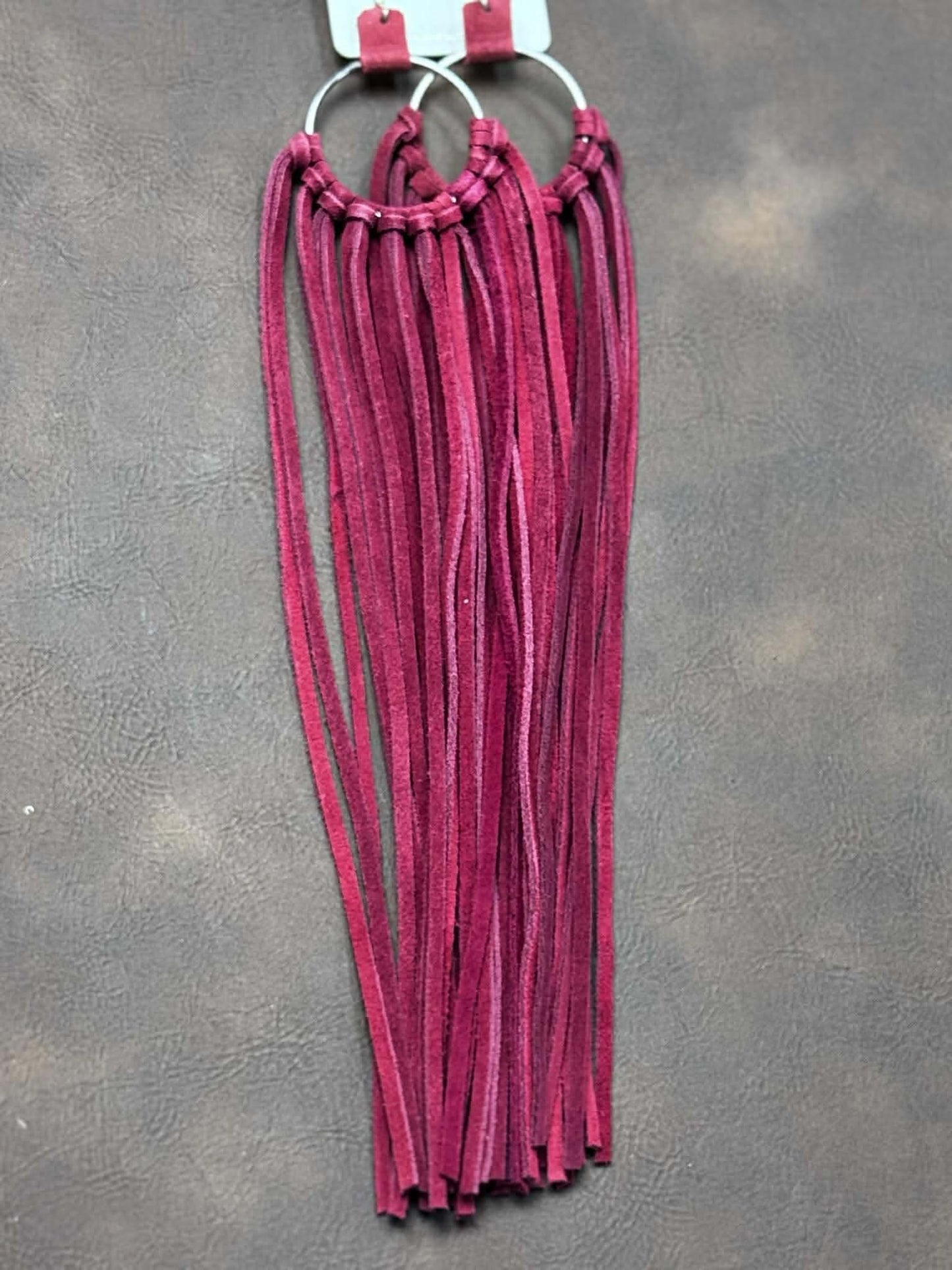 LONG LEATHER FRINGE EARRINGS
