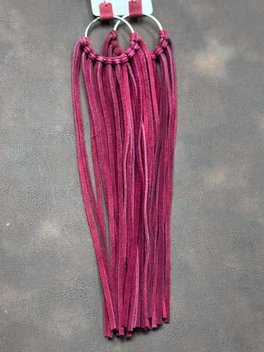 LONG LEATHER FRINGE EARRINGS