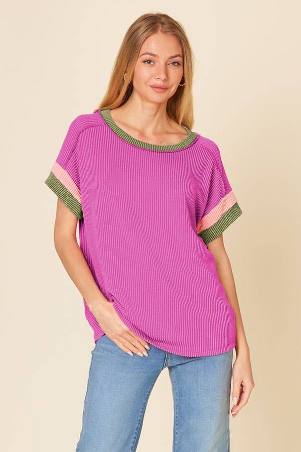 Ribbed Color Block Top