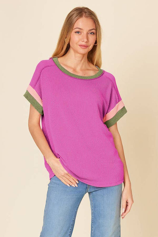 Ribbed Color Block Top