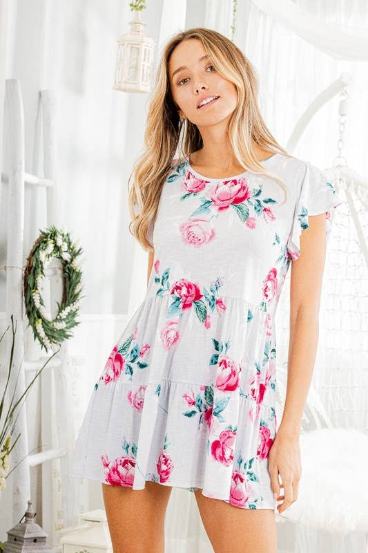 FLORAL TOP WITH RUFFLED