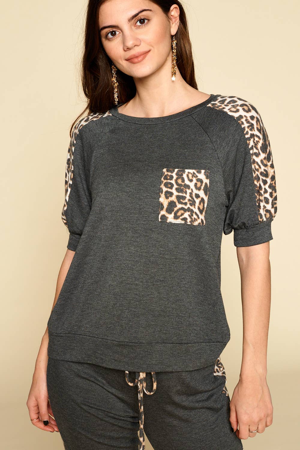 Leopard Print Pocket Casual Top