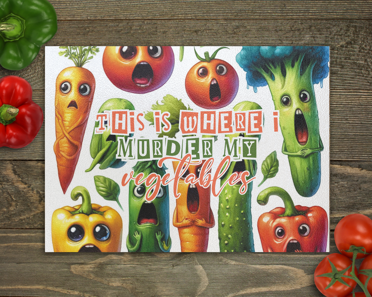 This is where I... Vegetables Glass Cutting Board