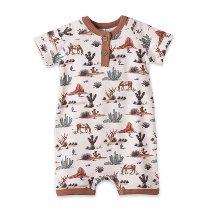 Baby Boy Shorty Romper – Bamboo Cactus Trails Henley Outfit