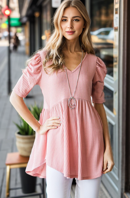 WAFFLE BABYDOLL TOP
