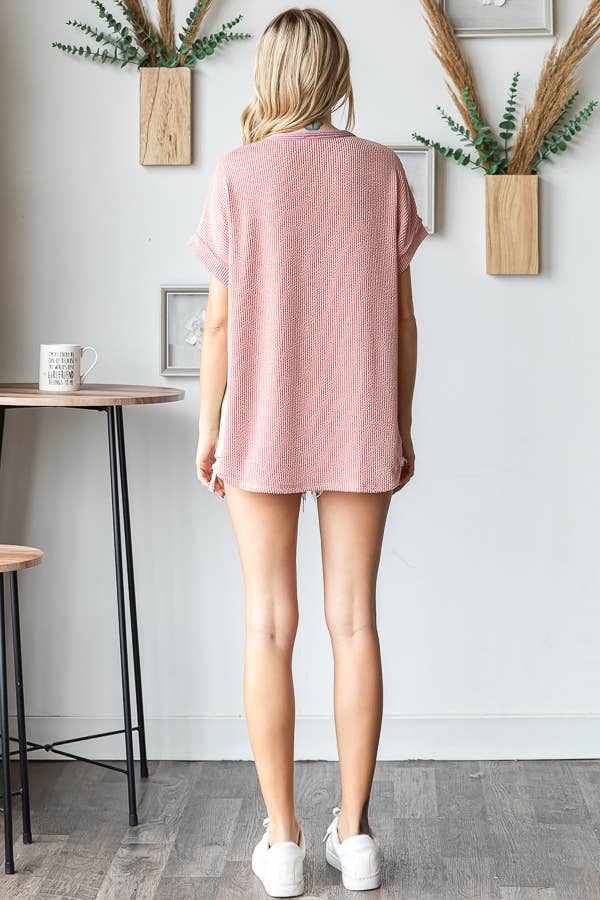 Women's Twist Rib Color Block Knit Top