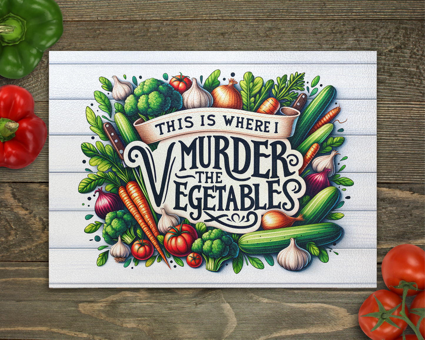 This is where I... Vegetables #3 Glass Cutting Board