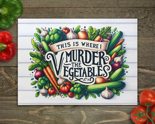 This is where I... Vegetables #3 Glass Cutting Board