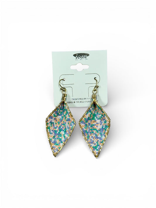 MULTICOLOR PINCHED DIAMOND SEED BEAD EARRINGS